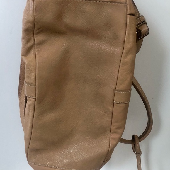 Badgley Mischka Tan Leather Hobo Shoulder Bag with gold hardware - Picture 6 of 11